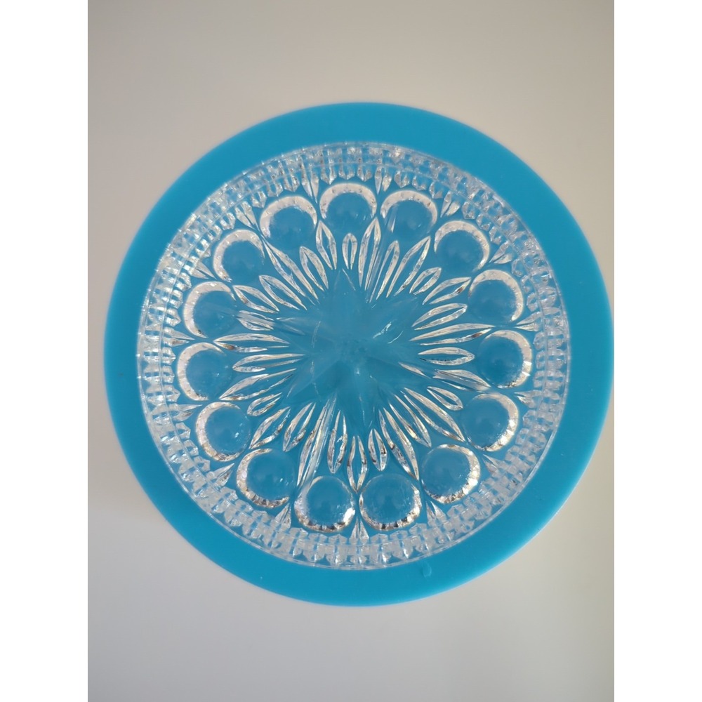 Vintage Pressed Clear Glass Coaster Round Bubble Trinket Dish 3.5 Inch Crystal